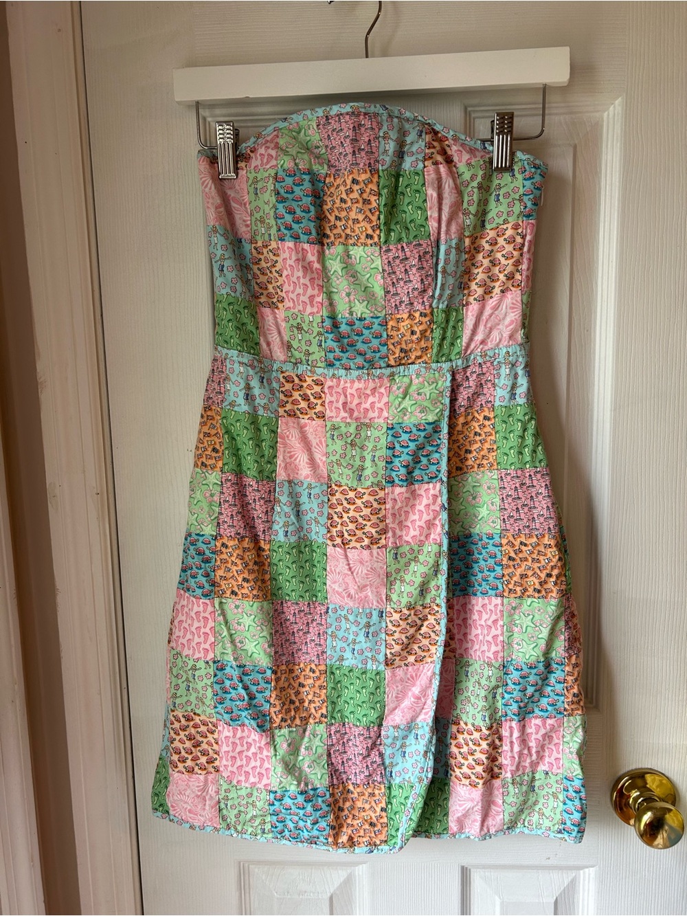 Vineyard Vines Patchwork Strapless Dress in Pink, Green, Blue, Orange
